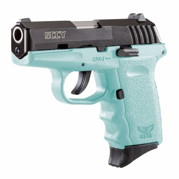 SCCY CPX-2 teal & black 9mm pistol