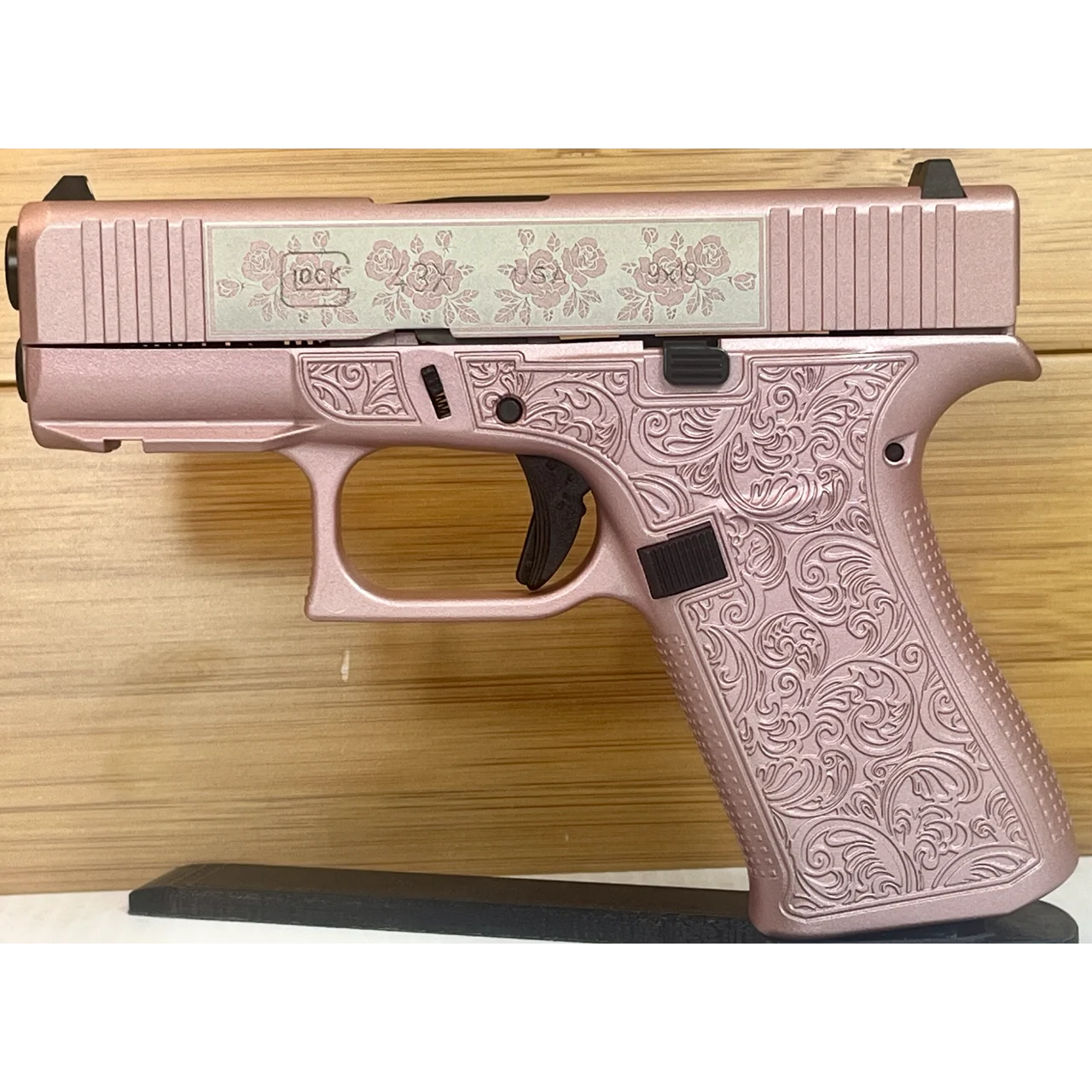 Glock 43X Glocks & Roses Pink Custom Engraved 9mm Pistol
