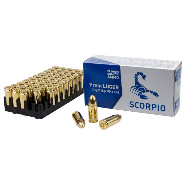 STV Scorpio 9mm 115 Grain, Full Metal Jacket, 50 Round Box Ammo