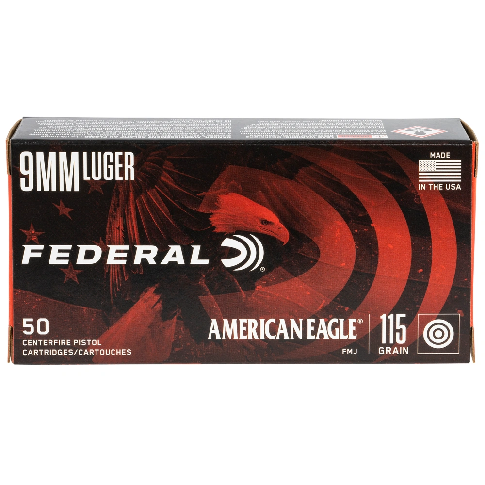 American Eagle Handgun 9mm Luger 115 Grain 50 Rounds
