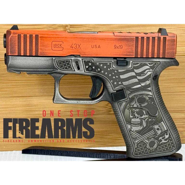 Glock 43X MOS Engraved Motorcycle 9mm 10 Round Pistol
