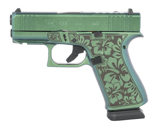 Glock 43X Lime Green Black Flowers 9mm 15Rd Custom Pistol